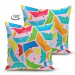 - Suet-K-4851-1 - Realhomes Realhomes Çift Taraflı Origami Gemiler Dijital Baskılı Modern Süet Yastık Kılıfı Realhomes