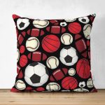 - Suet-K-4853 - Realhomes Realhomes Çift Taraflı Spor Topları Dijital Baskılı Modern Süet Yastık Kılıfı Realhomes