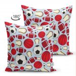 - Suet-K-4855-1 - Realhomes Realhomes Çift Taraflı Spor Topları Dijital Baskılı Modern Süet Yastık Kılıfı Realhomes