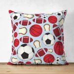 - Suet-K-4855 - Realhomes Realhomes Çift Taraflı Spor Topları Dijital Baskılı Modern Süet Yastık Kılıfı Realhomes