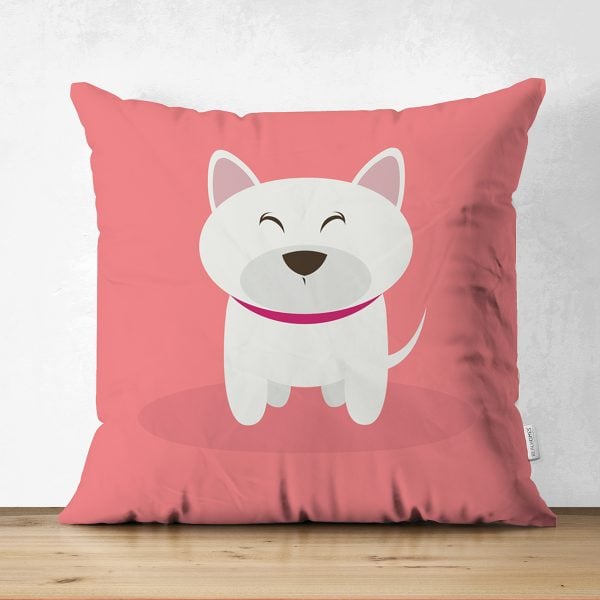 - Suet-K-4867 - Realhomes  Realhomes Çift Taraflı Köpek Desenli Dijital Baskılı Modern Süet Kırlent Kılıfı Realhomes