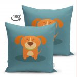 - Suet-K-4873-1 - Realhomes Realhomes Çift Taraflı Köpek Desenli Dijital Baskılı Modern Süet Kırlent Kılıfı Realhomes