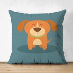 - Suet-K-4873 - Realhomes Realhomes Çift Taraflı Köpek Desenli Dijital Baskılı Modern Süet Kırlent Kılıfı Realhomes