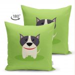 - Suet-K-4874-1 - Realhomes  Realhomes Çift Taraflı Köpek Desenli Dijital Baskılı Modern Süet Kırlent Kılıfı Realhomes