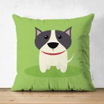 - Suet-K-4874 - Realhomes  Realhomes Çift Taraflı Köpek Desenli Dijital Baskılı Modern Süet Kırlent Kılıfı Realhomes