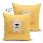 - Suet-K-4875-1 - Realhomes Realhomes Çift Taraflı Köpek Desenli Dijital Baskılı Modern Süet Kırlent Kılıfı Realhomes