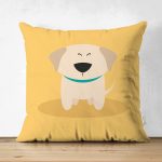 - Suet-K-4875 - Realhomes Realhomes Çift Taraflı Köpek Desenli Dijital Baskılı Modern Süet Kırlent Kılıfı Realhomes