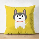 - Suet-K-4876 - Realhomes Realhomes Çift Taraflı Köpek Desenli Dijital Baskılı Modern Süet Kırlent Kılıfı Realhomes