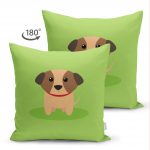 - Suet-K-4877-1 - Realhomes Realhomes Çift Taraflı Köpek Desenli Dijital Baskılı Modern Süet Kırlent Kılıfı Realhomes