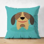 - Suet-K-4886 - Realhomes  Realhomes Çift Taraflı Köpek Desenli Dijital Baskılı Modern Süet Kırlent Kılıfı Realhomes