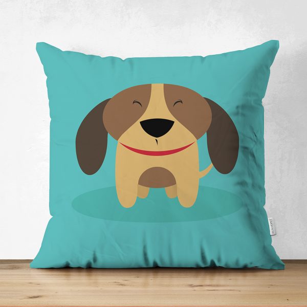 - Suet-K-4886 - Realhomes  Realhomes Çift Taraflı Köpek Desenli Dijital Baskılı Modern Süet Kırlent Kılıfı Realhomes