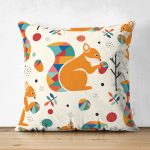 - Suet-K-4890 - Realhomes Realhomes Çift Taraflı Fındık Kurdu Sincap Dijital Baskılı Modern Süet Kırlent Kılıfı Realhomes