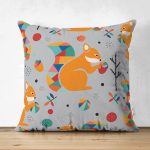 - Suet-K-4891 - Realhomes Realhomes Çift Taraflı Fındık Kurdu Sincap Dijital Baskılı Modern Süet Kırlent Kılıfı Realhomes