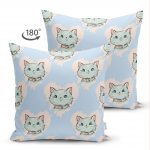 - Suet-K-4895-1 - Realhomes Realhomes Çift Taraflı Kedi Desenli Dijital Baskılı Modern Süet Kırlent Kılıfı Realhomes