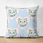 - Suet-K-4895 - Realhomes Realhomes Çift Taraflı Kedi Desenli Dijital Baskılı Modern Süet Kırlent Kılıfı Realhomes