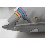 - Suet-K-4900-2 - Realhomes Realhomes Çift Taraflı Gri Zeminde Unicorn Gökkuşağı Dijital Baskılı Modern Süet Kırlent Kılıfı Realhomes