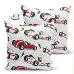 - Suet-K-4907-1 - Realhomes Realhomes Çift Taraflı Yarış Arabalı Dijital Baskılı Modern Süet Kırlent Kılıfı Realhomes
