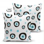 - Suet-K-4927-1 - Realhomes Realhomes Çift Taraflı Nazar Boncuklu Dijital Baskılı Modern Süet Yastık Kılıfı Realhomes