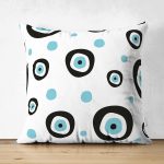 - Suet-K-4927 - Realhomes Realhomes Çift Taraflı Nazar Boncuklu Dijital Baskılı Modern Süet Yastık Kılıfı Realhomes