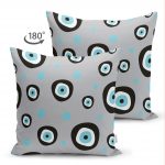 Realhomes Çift Taraflı Nazar Boncuklu Dijital Baskılı Modern Süet Kırlent Kılıfı Realhomes