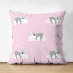 Realhomes Çift Taraflı Bulutlara Sarılmış Ayıcıklar Dijital Baskılı Modern Süet Yastık Kılıfı Realhomes