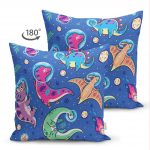 Realhomes Çift Taraflı Sevimli Dinazorlar Dijital Baskılı Modern Süet Yastık Kılıfı Realhomes