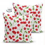 - Suet-K-4945-1 - Realhomes  Realhomes Çift Taraflı Beyaz Zeminde Kiraz Desenli Dijital Baskılı Modern Süet Yastık Kılıfı Realhomes