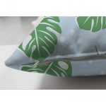 - Suet-K-4952-2 - Realhomes  Realhomes Çift Taraflı Mavi Zeminde Yapraklar Dijital Baskılı Modern Süet Yastık Kılıfı Realhomes