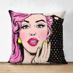 Çift Taraflı Pop Art Retro Dijital Baskılı Dekoratif Süet Yastık Kırlent Kılıfı Realhomes