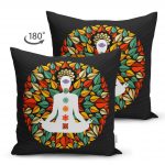- Suet-K-5003-1 - Realhomes  Uzak Doğu Yoga Motifleri Mandalas Çift Taraflı Özel Tasarım Dijital Baskılı Süet Kırlent Kılıfı Realhomes