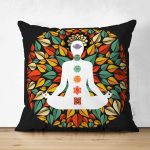 - Suet-K-5003 - Realhomes  Uzak Doğu Yoga Motifleri Mandalas Çift Taraflı Özel Tasarım Dijital Baskılı Süet Kırlent Kılıfı Realhomes