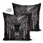 - Suet-K-5005-1 - Realhomes Realhomes Cow Head Çift Taraflı Özel Tasarım Dijital Baskılı Süet Kırlent Kılıfı Realhomes