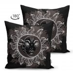 - Suet-K-5006-1 - Realhomes Realhomes Çift Taraflı Özel Tasarım Güneş Ay Motifli Süet Kırlent Kılıfı Realhomes