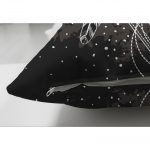 Siyah Zeminde Beyaz Çift Taraflı Dekoratif Desenli Süet Yastık Kılıfı Realhomes