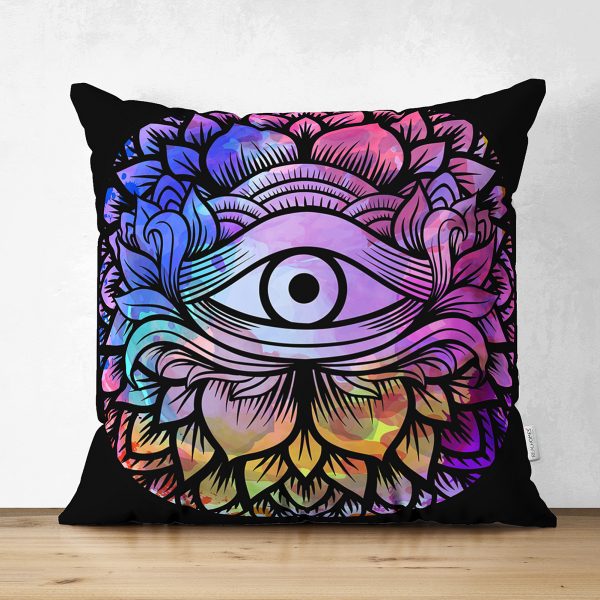 Çift Taraflı Beyaz Zeminde Lacivert Pusula Motifli Süet Kırlent Kılıfı Realhomes