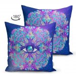 - Suet-K-5014-1 - Realhomes  Gökyüzü Temalı Renkli Göz Desenli Çift Taraflı Özel Tasarım Süet Kırlent Kılıfı Realhomes