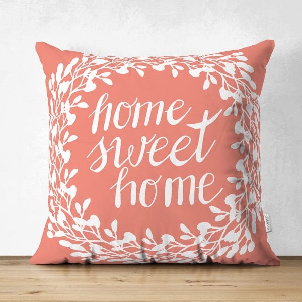 - Suet-K-505 - Realhomes  Home Sweet Home Çift Taraflı Dijital Baskılı Dekoratif Süet Yastık Kırlent Kılıfı Realhomes