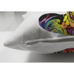 - Suet-K-5050-2 - Realhomes Çift Taraflı Beyaz Zeminde Gökkuşağı Yoga Desenli Süet Kırlent Kılıfı Realhomes