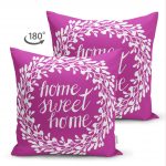 - Suet-K-506-1 - Realhomes Home Sweet Home Çift Taraflı Dijital Baskılı Dekoratif Süet Yastık Kırlent Kılıfı Realhomes