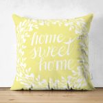 - Suet-K-507 - Realhomes Home Sweet Home Dijital Baskılı Çift Taraflı Dekoratif Süet Yastık Kırlent Kılıfı Realhomes