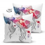 - Suet-K-5078-1 - Realhomes Fashion Girl Şapka Çift Taraflı Özel Tasarım Dijital Baskılı Süet Kırlent Kılıfı Realhomes