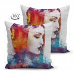 Çift Taraflı Pastel Renklerde Kızıl Saçlı Süet Kırlent Kılıfı Realhomes