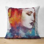 Çift Taraflı Pastel Renklerde Kızıl Saçlı Süet Kırlent Kılıfı Realhomes