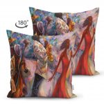 - Suet-K-5095-1 - Realhomes  Yağlı Boya Çizimli Kadın Motifli Modern Çift Taraflı Süet Kırlent Kılıfı Realhomes