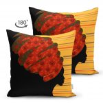 Kırmızı Başlıklı Zenci Kadın Motifli Çift Taraflı Dekoratif Süet Kırlent Kılıfı Realhomes