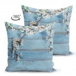 - Suet-K-5108-1 - Realhomes Çift Taraflı Mavi Ahşap Zeminli Bahar Motifli Süet Kırlent Kılıfı Realhomes