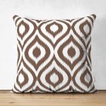 - Suet-K-5116kahve - Realhomes  Özel Tasarım Kahve İkat Desenli Çift Taraflı Dijital Baskılı Süet Yastık Kırlent Kılıfı Realhomes
