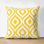- Suet-K-5116sari - Realhomes Özel Tasarım Sarı İkat Desenli Çift Taraflı Dijital Baskılı Süet Yastık Kırlent Kılıfı Realhomes