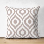 Çift Taraflı Özel Tasarım Vizon İkat Desenli Dijital Baskılı Süet Yastık Kırlent Kılıfı Realhomes