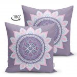- Suet-K-5118-1 - Realhomes Gri Zeminde Mandala Çift Taraflı Dijital Baskılı Modern Süet Yastık Kılıfı Realhomes